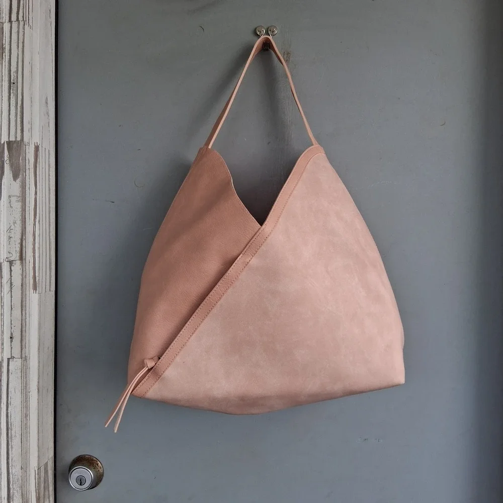 Puzzle Bag Ulta Vegan Leather Blush Pink Tote Zip Pouch Shoulder EUC